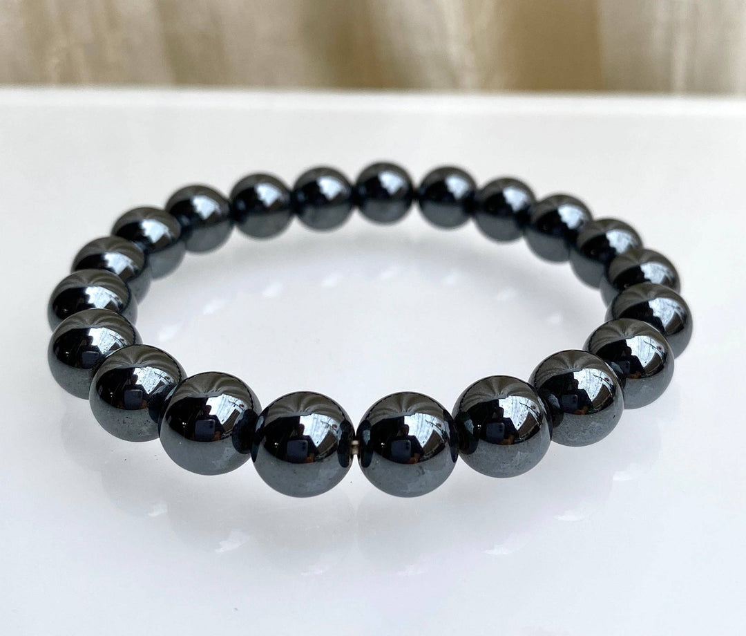 Natural Hematite 10mm 8" Crystal Healing Stretch Bracelets