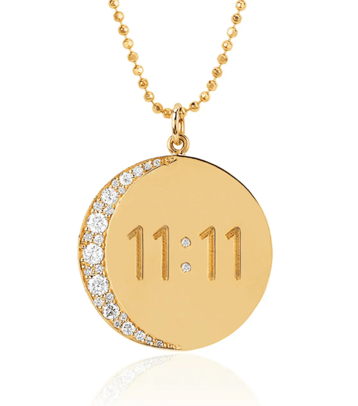 11:11 Moon Pendant Necklace With Crescent Moon