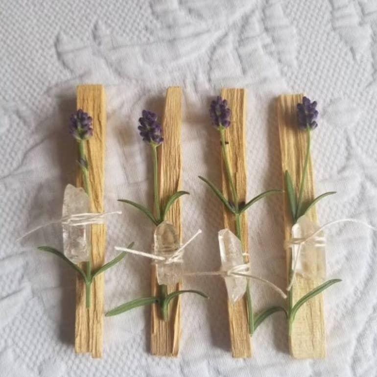 Palo santo stick with lavender and quartz