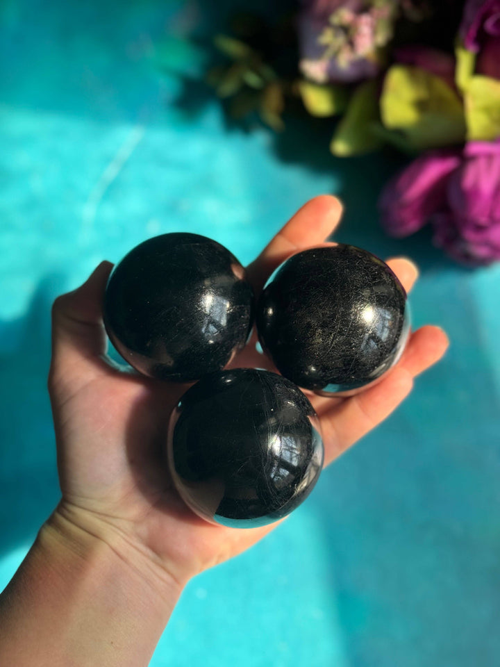 Black Tourmaline Crystal Spheres, Ethically Sourced Crystals, Protection Stone