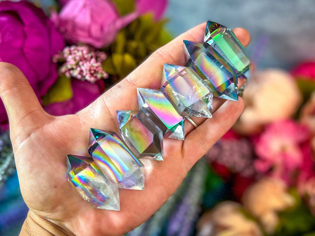 SUPER Rainbow AURA QUARTZ Double Terminated Crystals