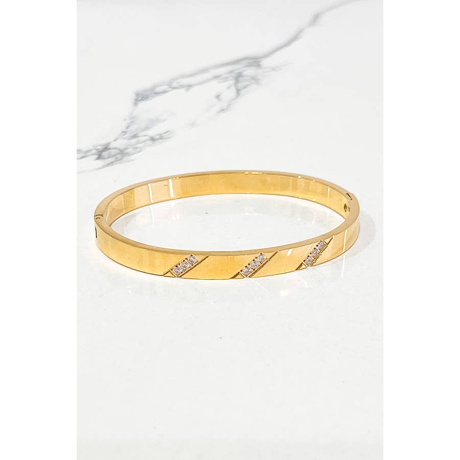 Natural Elements Gold Cz Bangle Bracelet