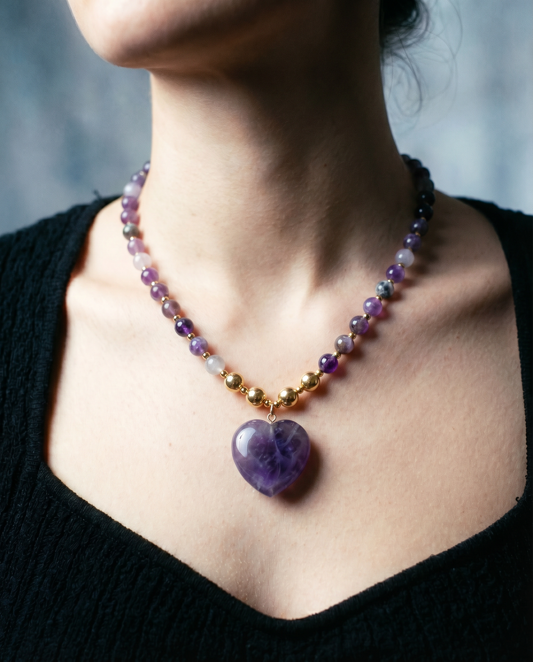 Amethyst Heart Necklace — Spiritual Talisman