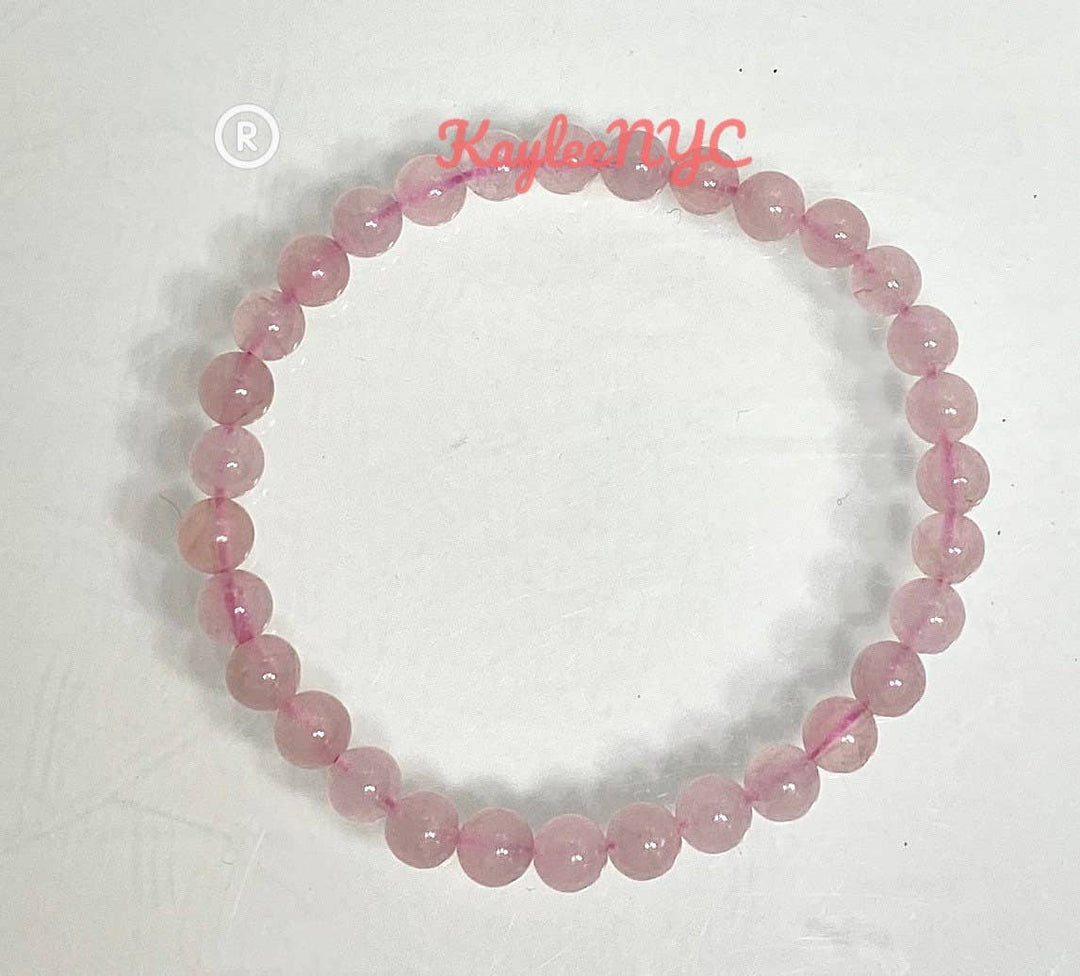 Natural Rose Quartz 6mm 7.5” Crystal Healing Stretch Bracele