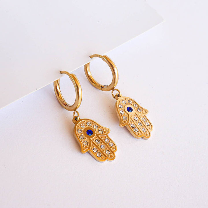 Hamsa Earrings close up