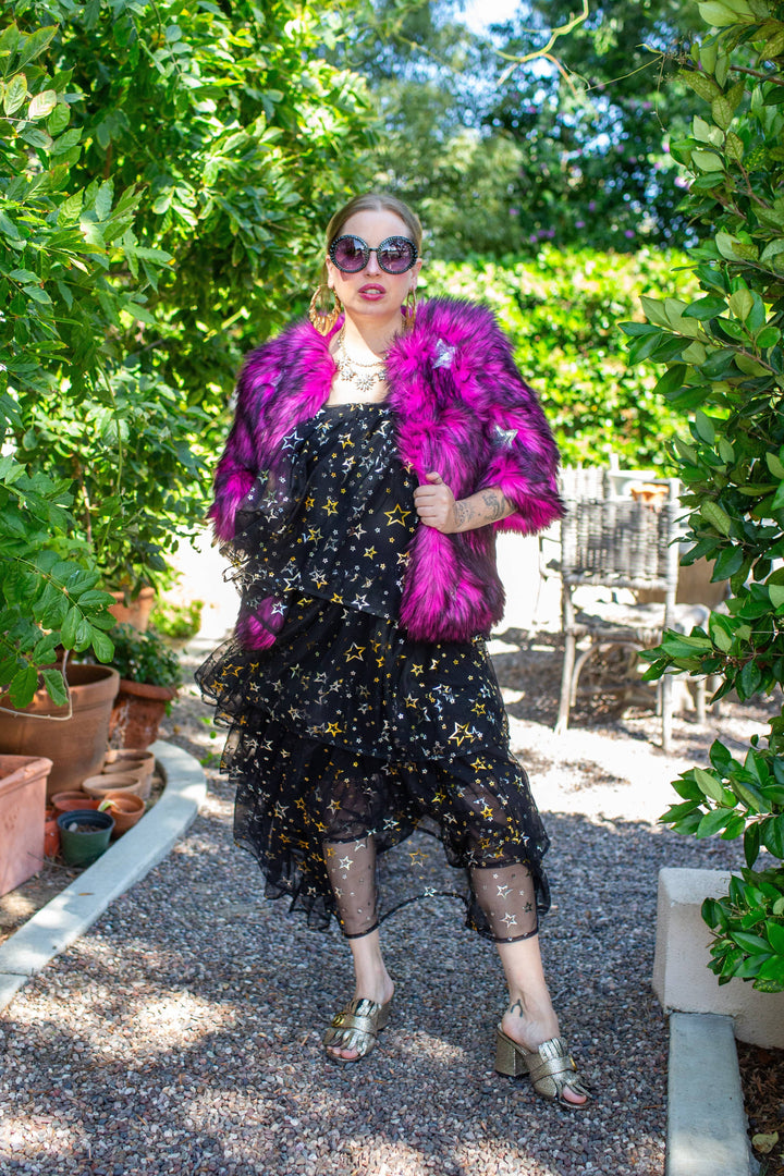 Planet Queen Faux Fur Jacket in Monster Pink