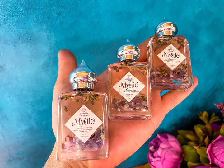 MYSTIC Lavender Perfume Oil, Stocking Stuffer with Amethyst