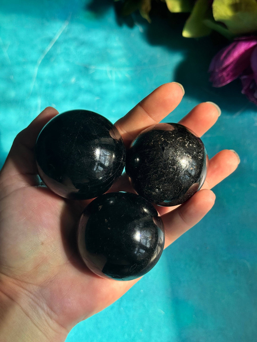Black Tourmaline Crystal Spheres, Ethically Sourced Crystals, Protection Stone