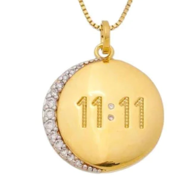 11:11 Moon Pendant Necklace With Crescent Moon