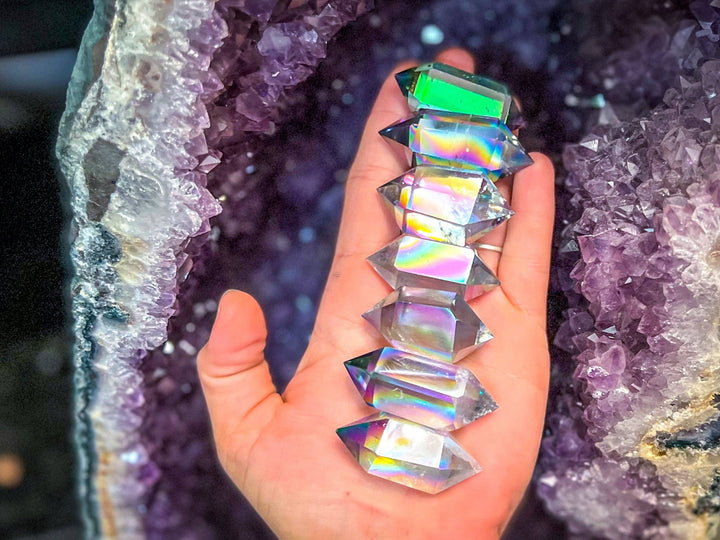 SUPER Rainbow AURA QUARTZ Double Terminated Crystals