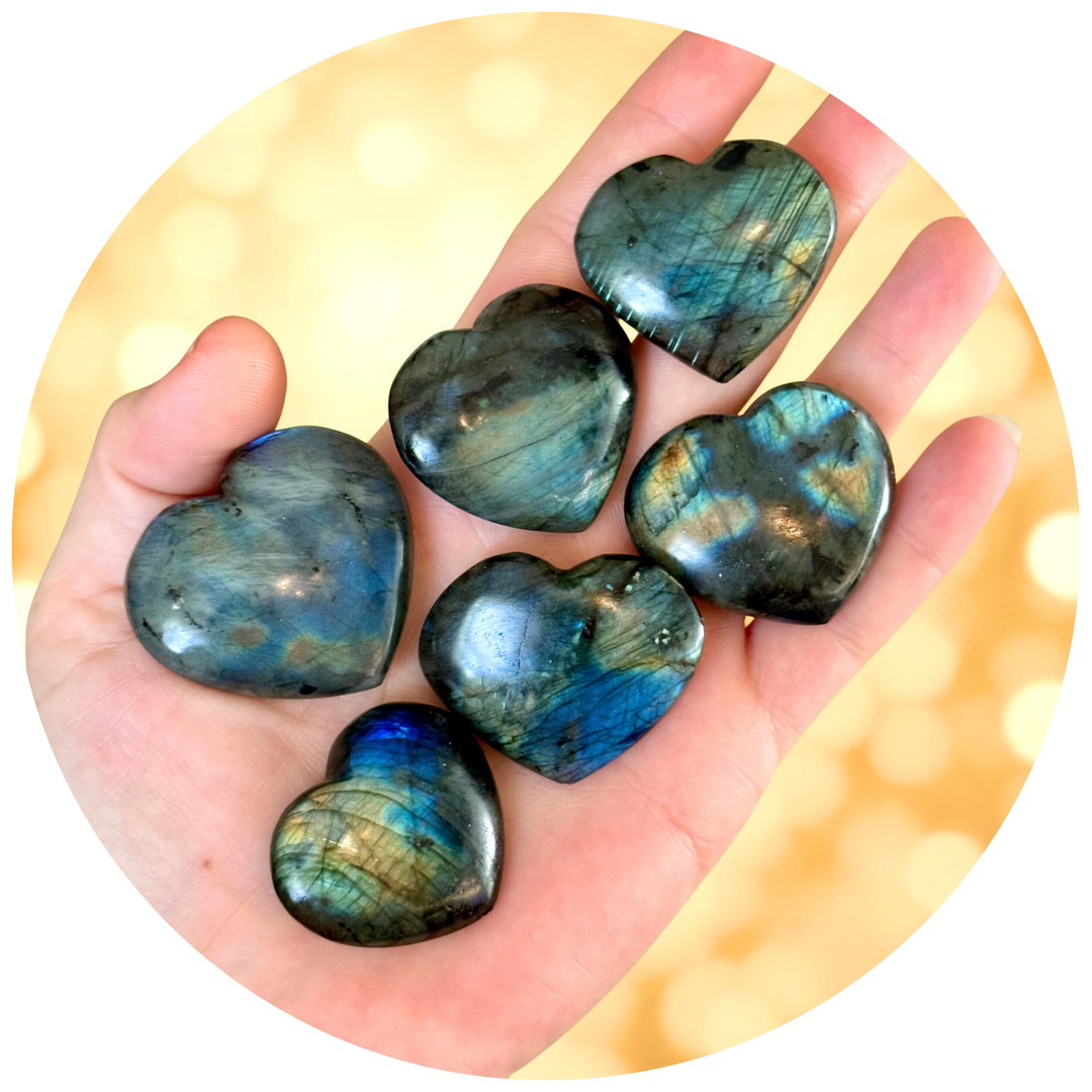 Small Ethically Sourced Labradorite Hearts