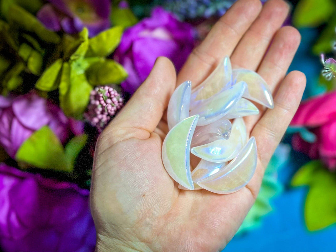 Rose Quartz Moon, AURA Crescent MOON, Moon Gift, Moon Decor