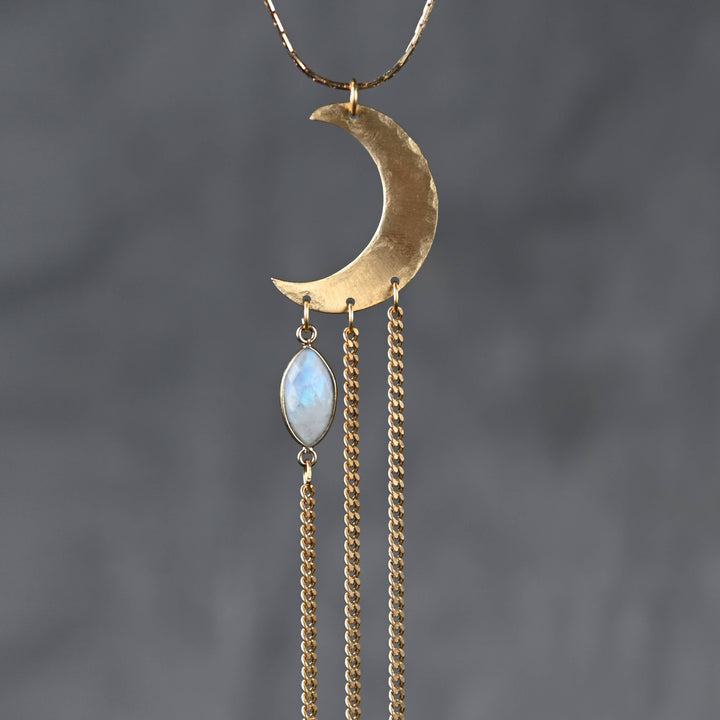 Hammered Moon w/ Semi Precious on an Adjustable Chain