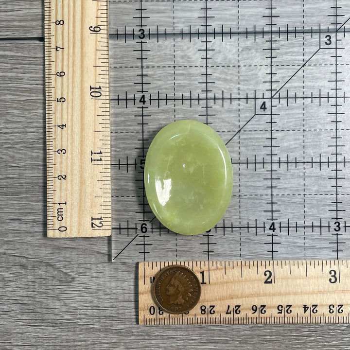 Serpentine Oval Worry Stone measured