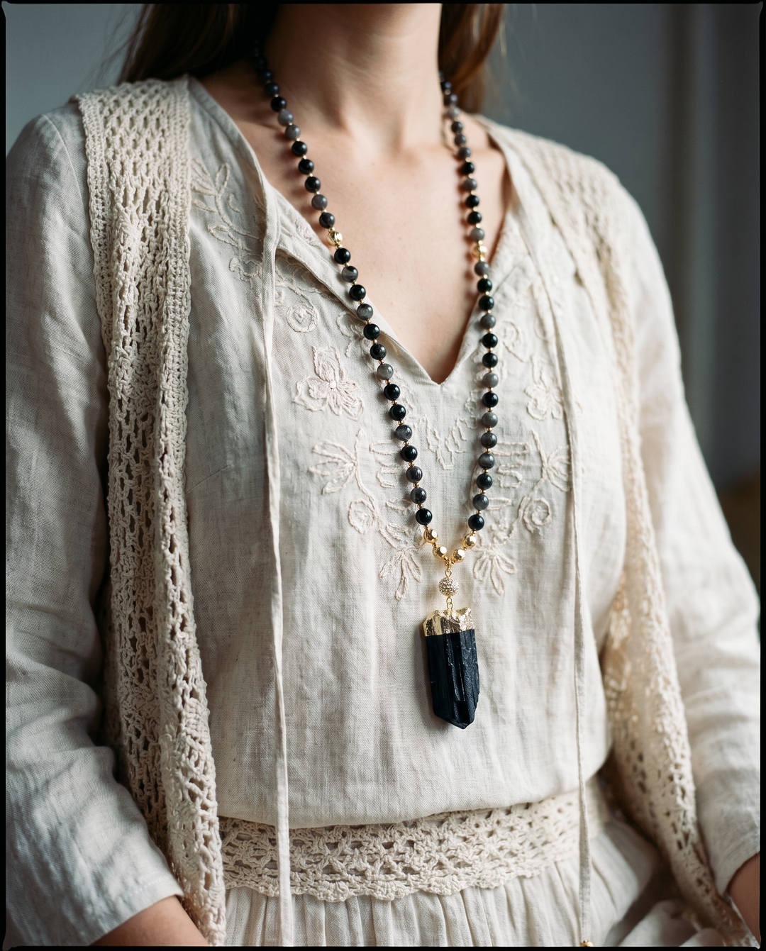 Raw Black Tourmaline Necklace | Protection Jewelry