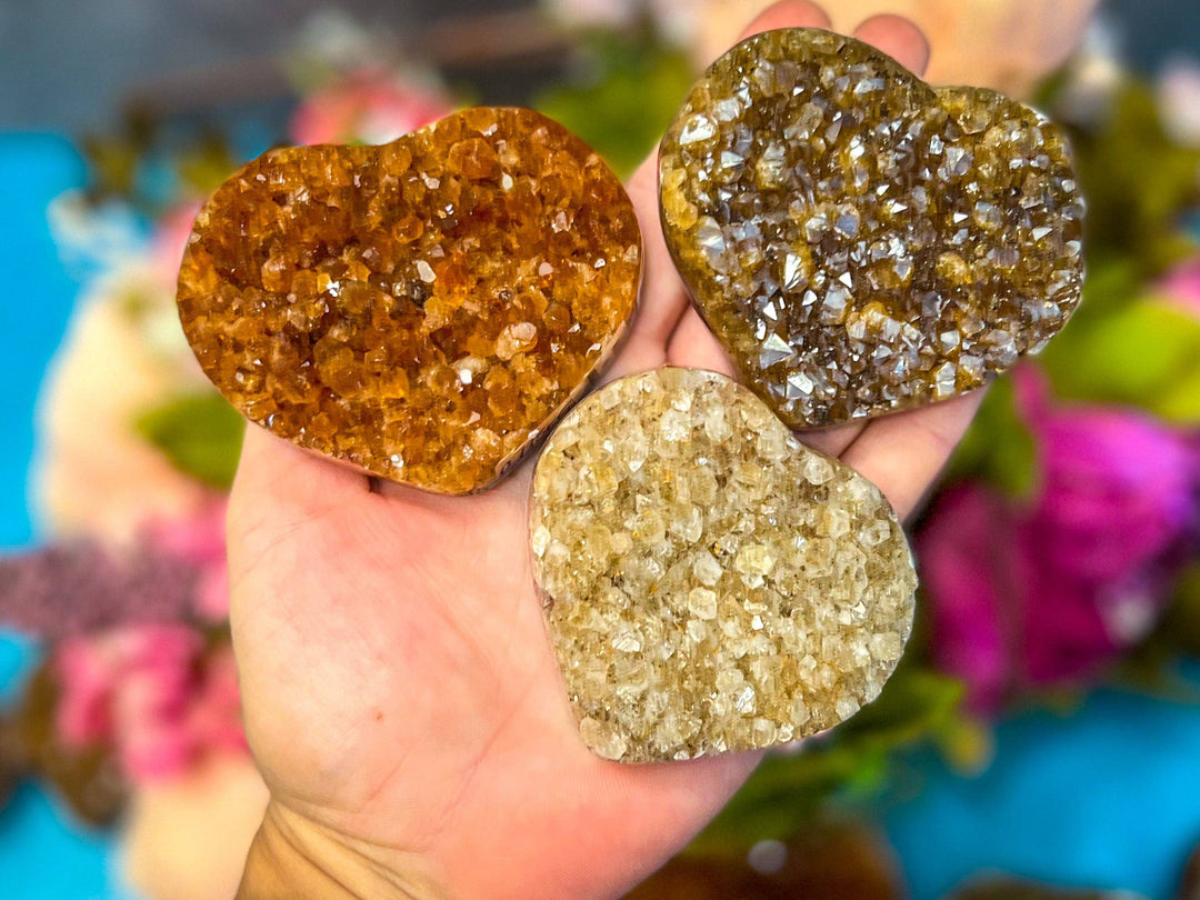 Raw Citrine Hearts, Ethically Sourced