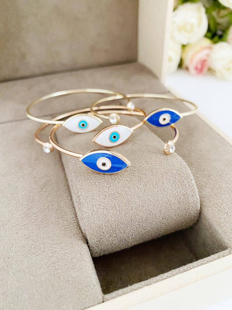 Gold Evil Eye Cuff Bracelet