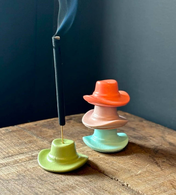 Colorful Concrete Cowboy Western Hat Incense Holder