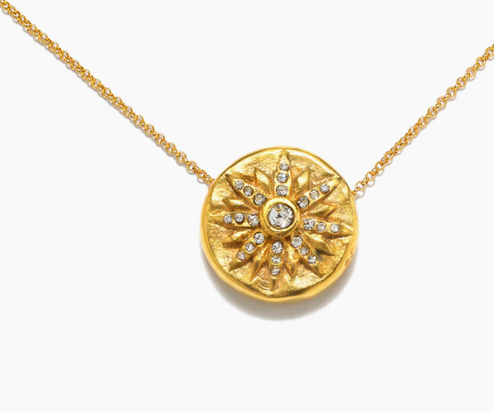 Talisman Coin Charm Pendant Necklace 14K gold Steel, 