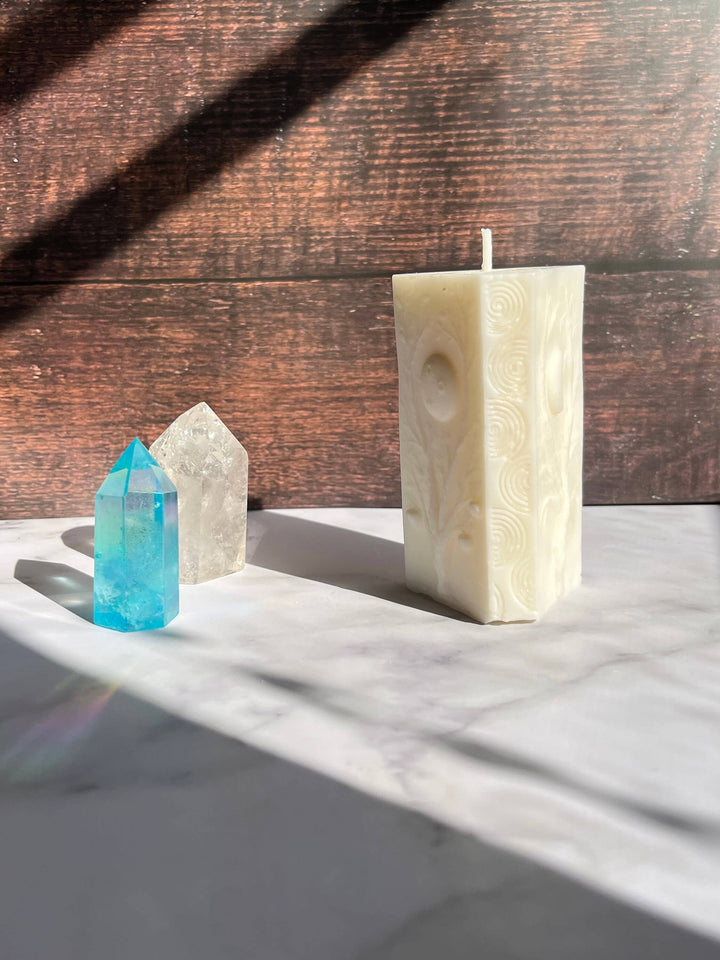 White Moon Witchy Spiritual Goddess Beeswax Candle
