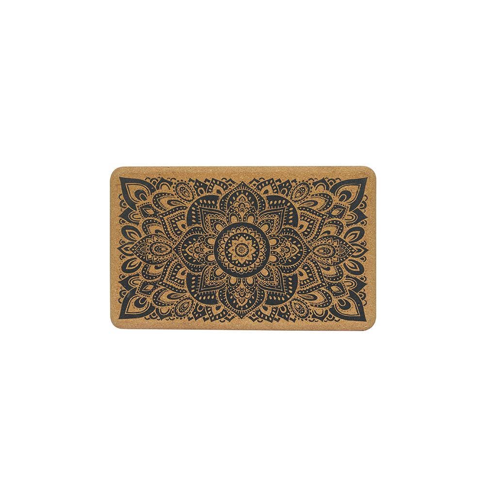 Cork Yoga Block Mandala Black