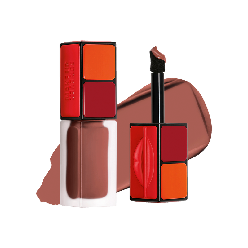 Makeup product with red and orange shades on a white background