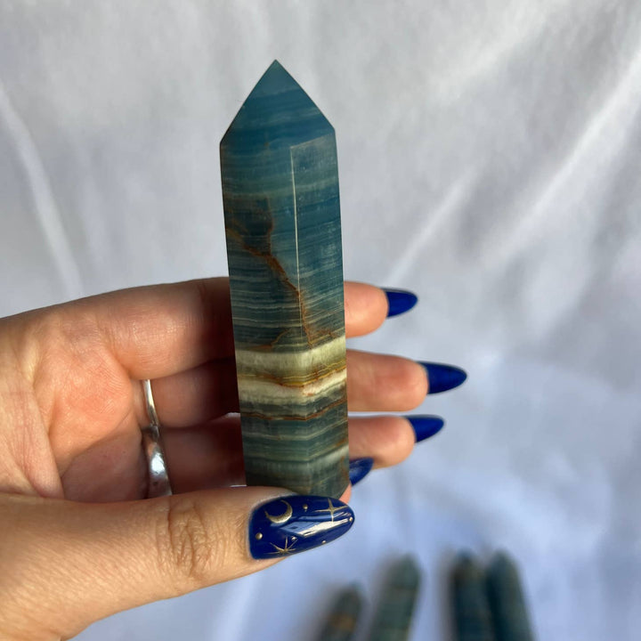 Sapphire & Sage Lemurian Aquatine Calcite Crystal Tower