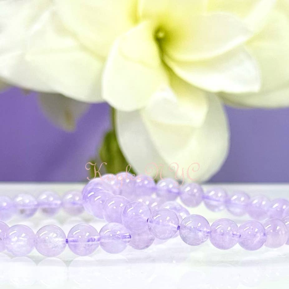 KayleeNYC Natural Lavender Jade 8mm 7.5” Crystal Stretch Bracelet