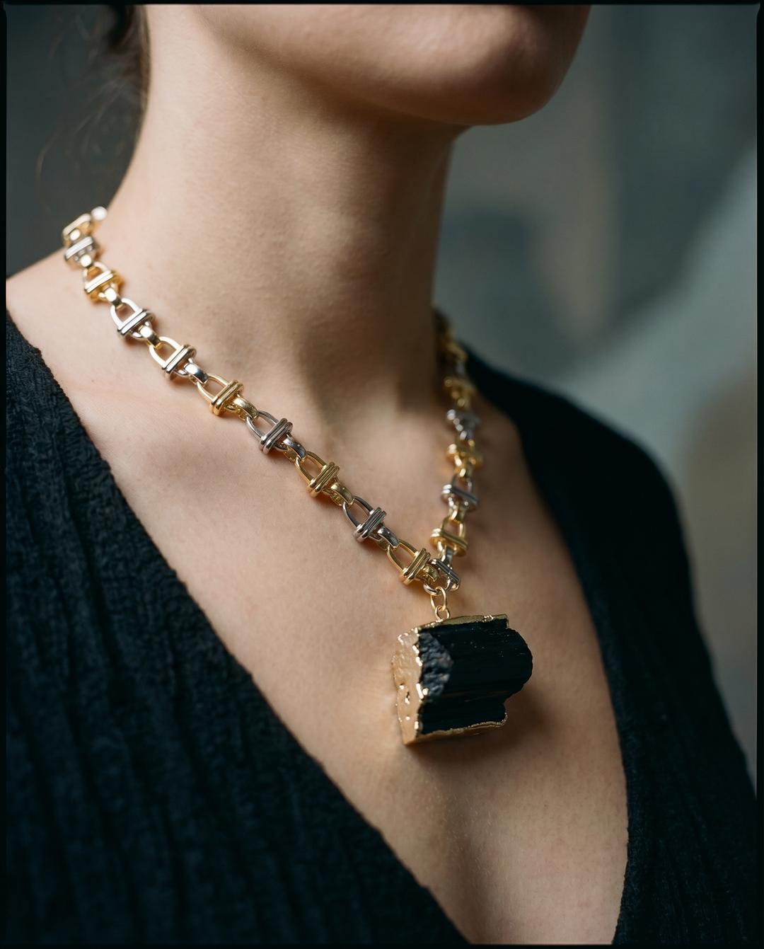 Raw Black Tourmaline Pendant Necklace · Protection Stone