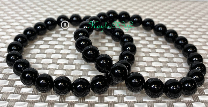 Natural Black Onyx 8mm 7.5” Crystal Healing Stretch Bracelet