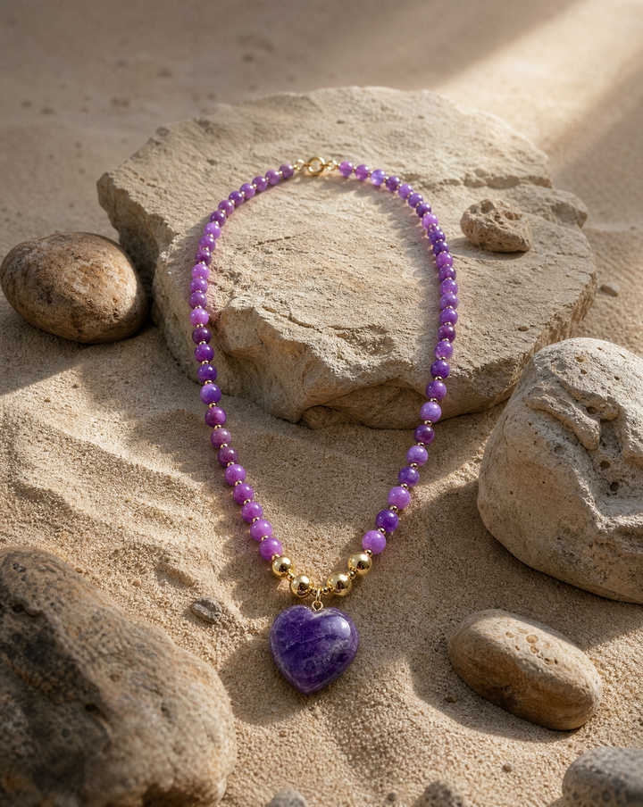 Amethyst Heart Necklace — Spiritual Talisman