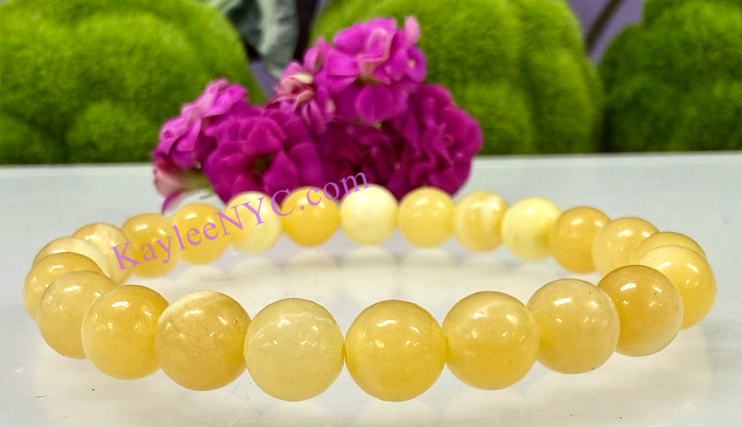 8mm Natural Orange Calcite 7.5” Stretch Bracelet