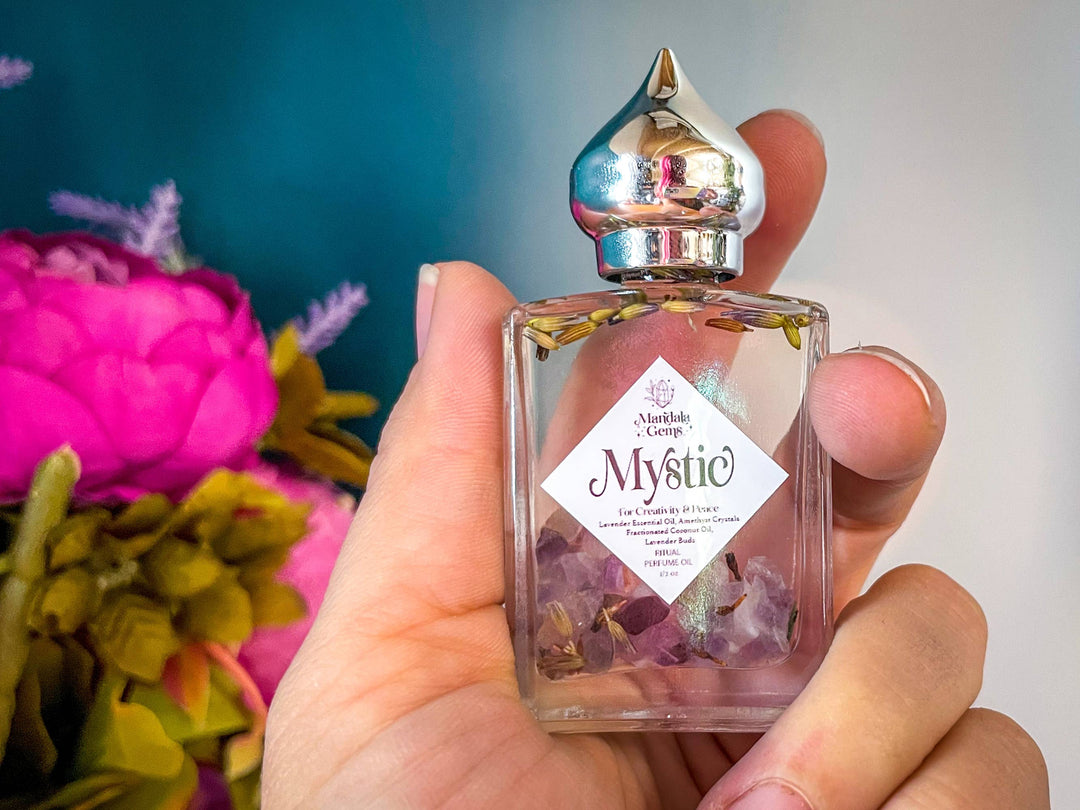 MYSTIC Lavender Perfume Oil, Stocking Stuffer with Amethyst