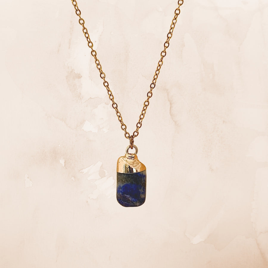 Raw Lapis Lazuli Crystal Silver Necklace