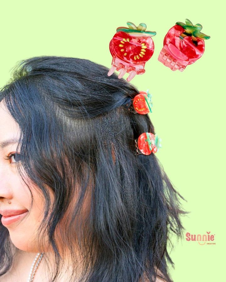 Mini Mismatch Double Side Tomato Claw Hair Clip
