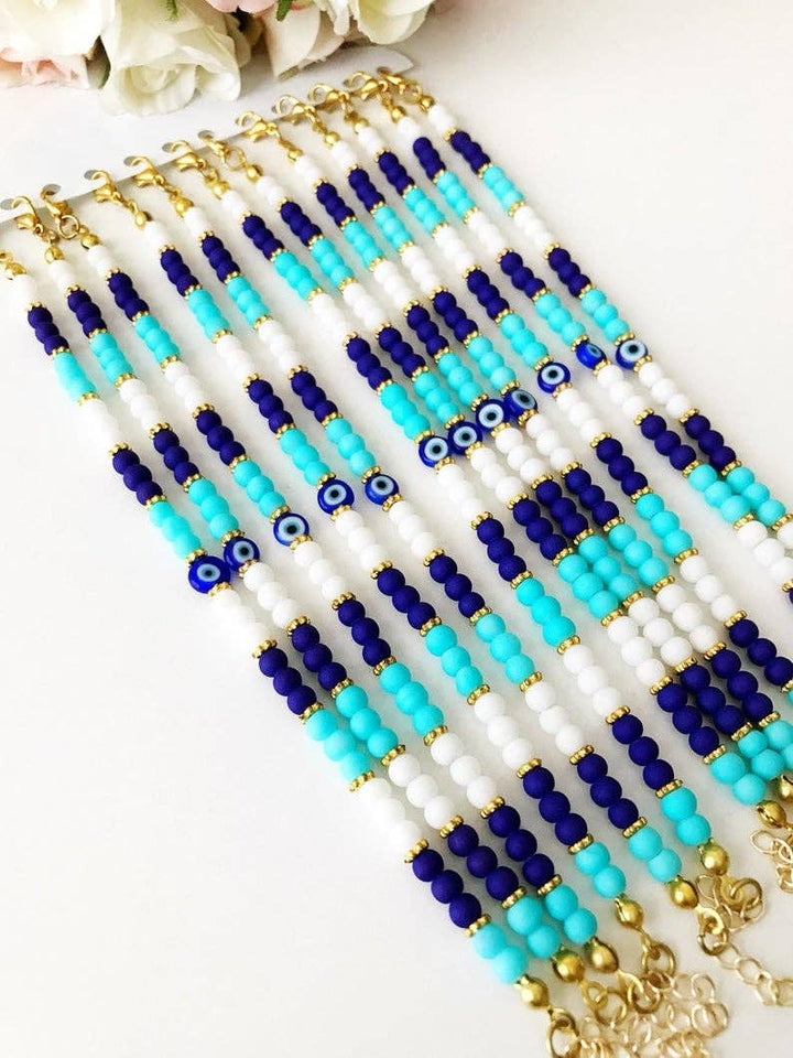 Seed Beads, Greek Evil Eye Bracelet
