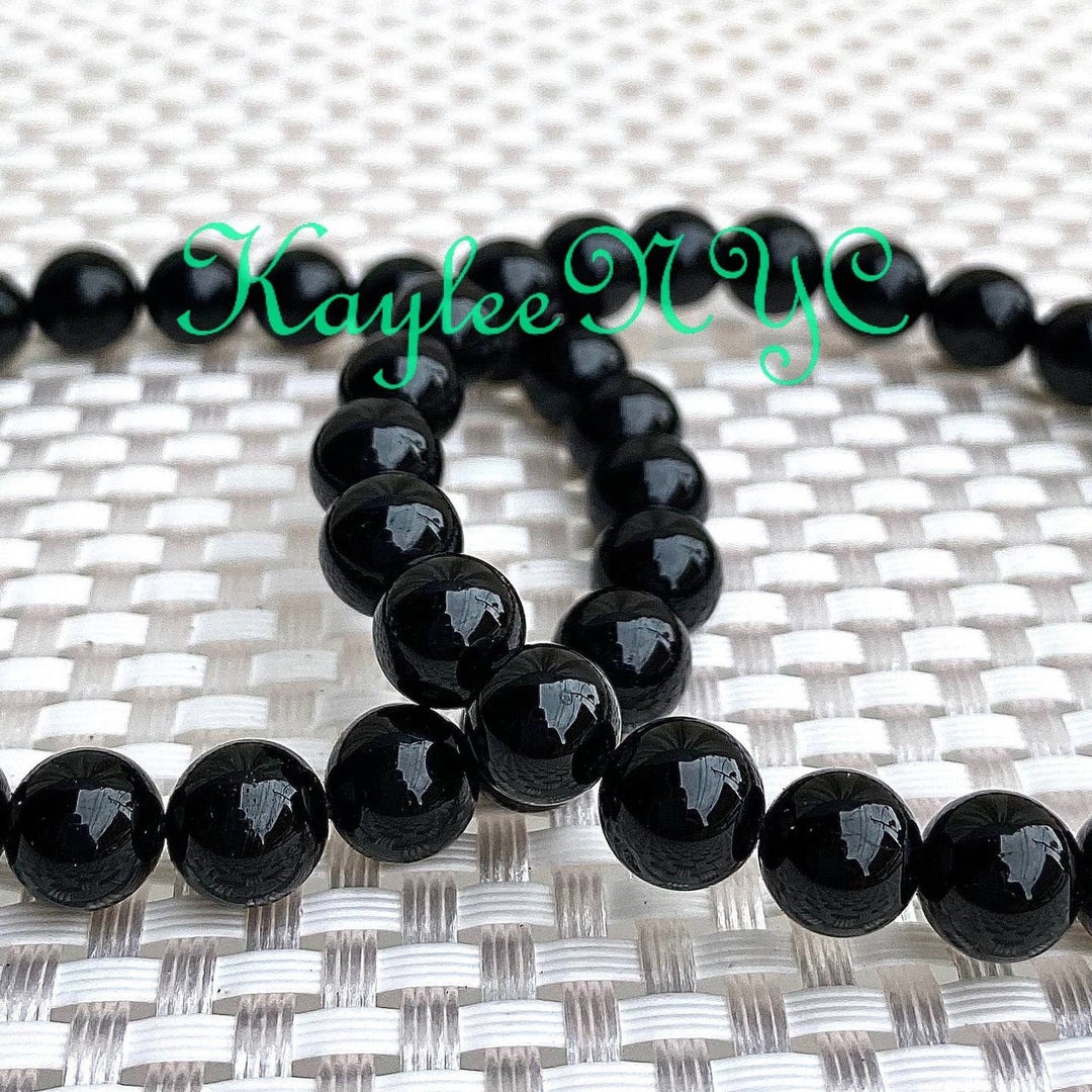 KayleeNYC Natural Black Tourmaline 8mm 7.5” Crystal Healing Stretch Bracelet