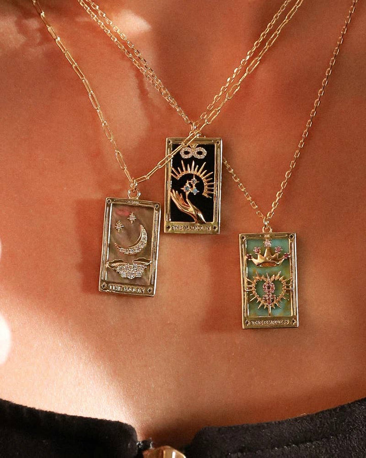 The Magician Enamel Tarot Card Necklace 18K with rhinestones