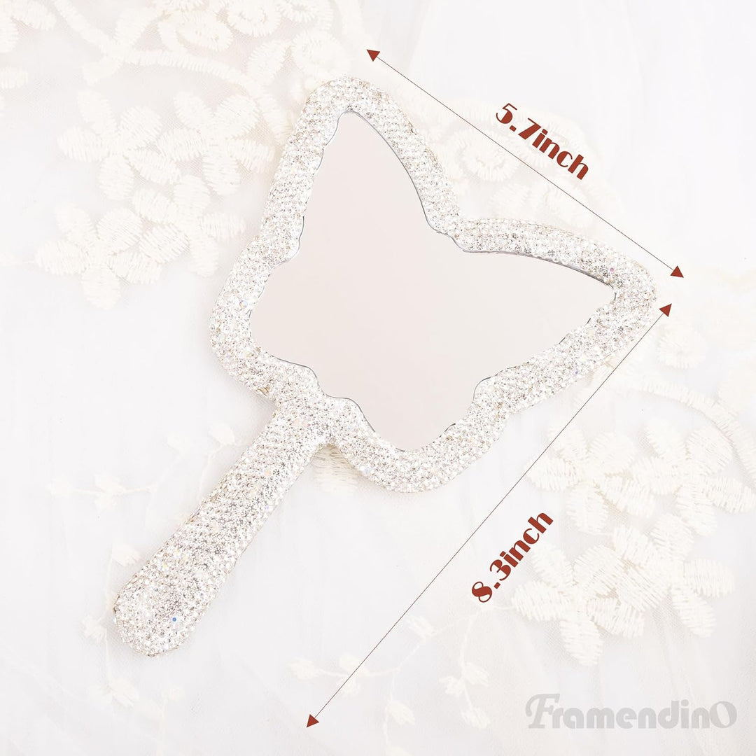 Rhinestone Butterfly Shaped Handheld Mirror