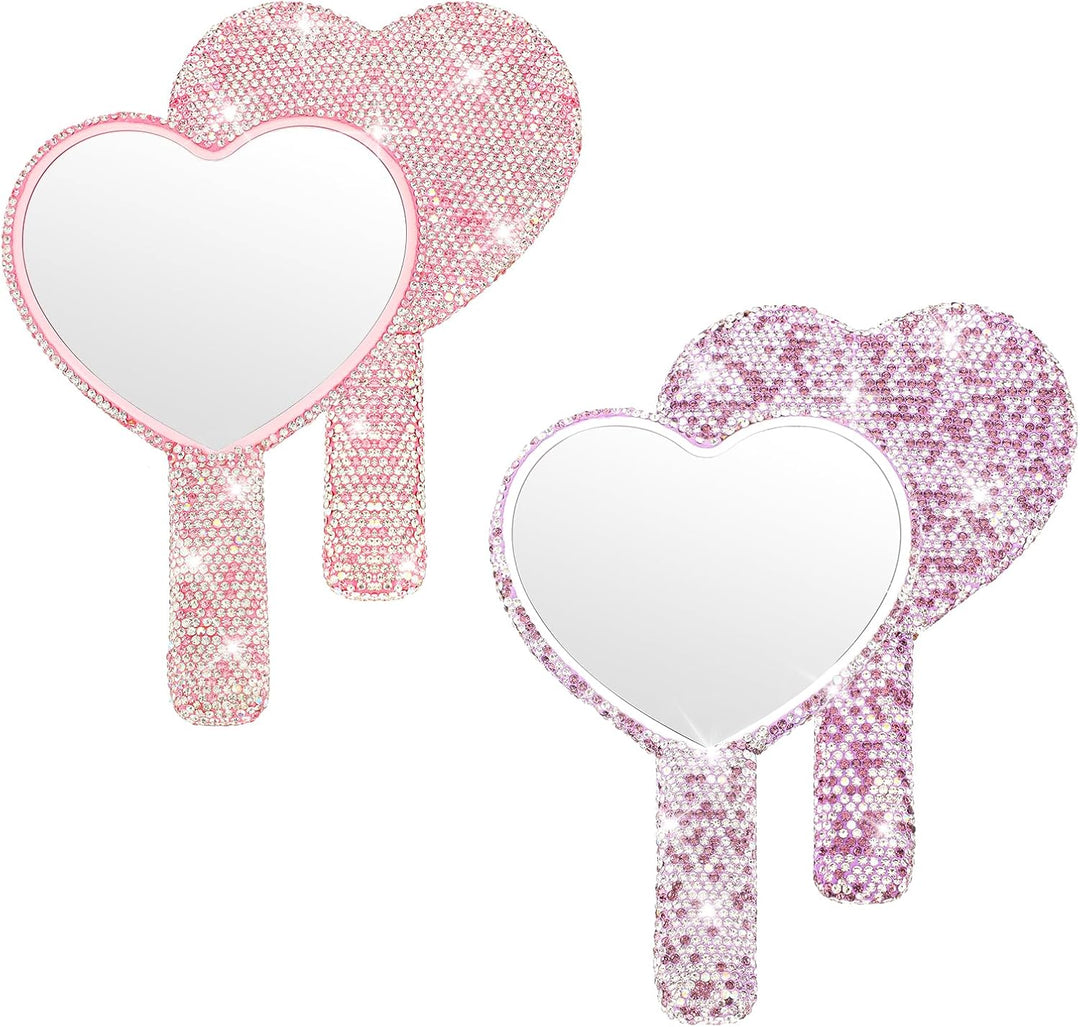 Rhinestoned Heart Mirror