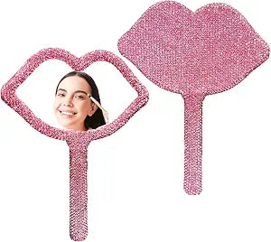 Pink Rhinestone Lip Mirror