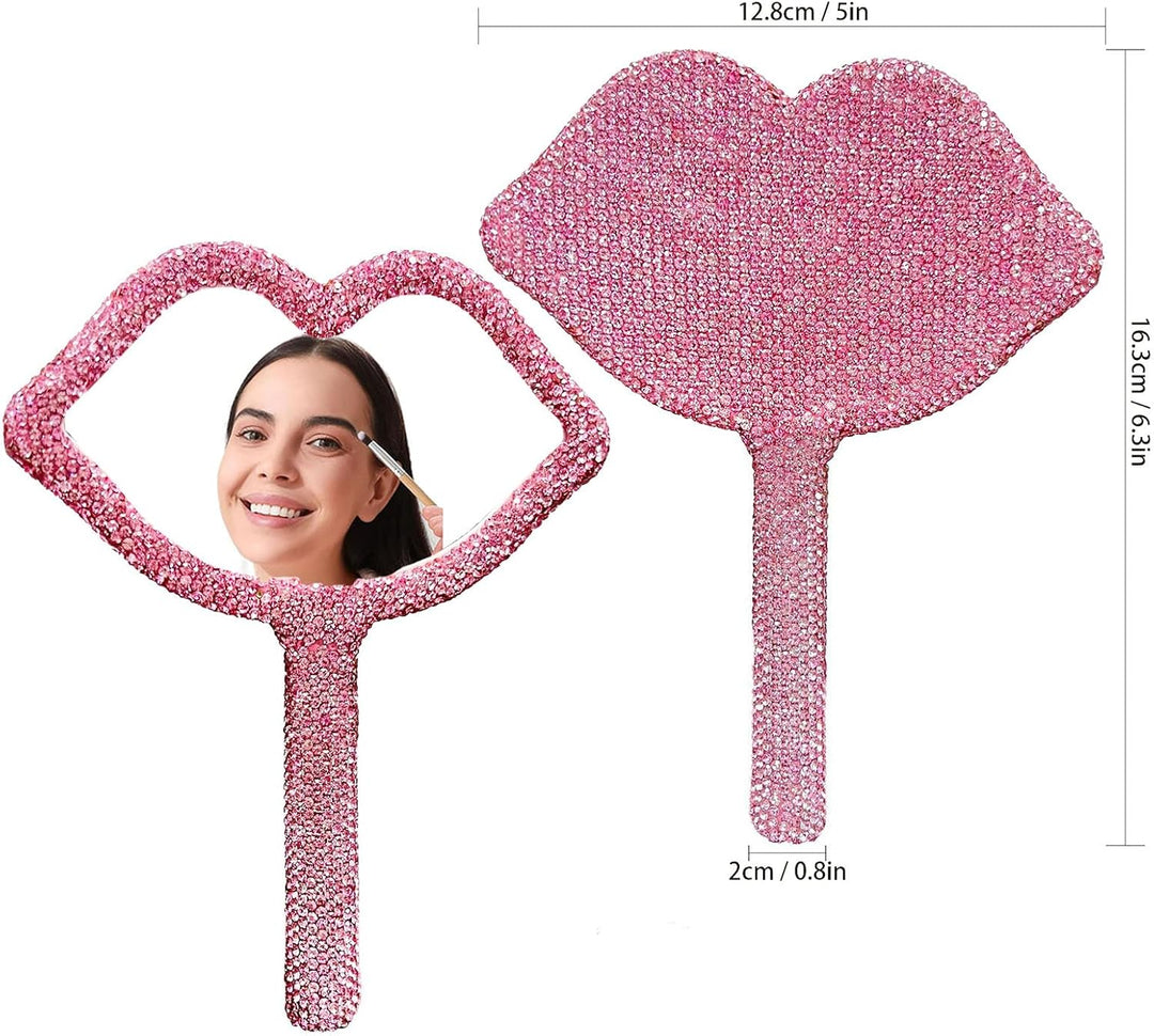 Pink Rhinestone Lip Mirror