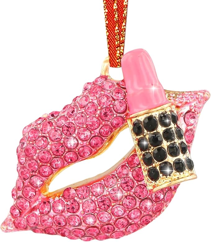 Red Lips Lipstick Christmas Ornament
