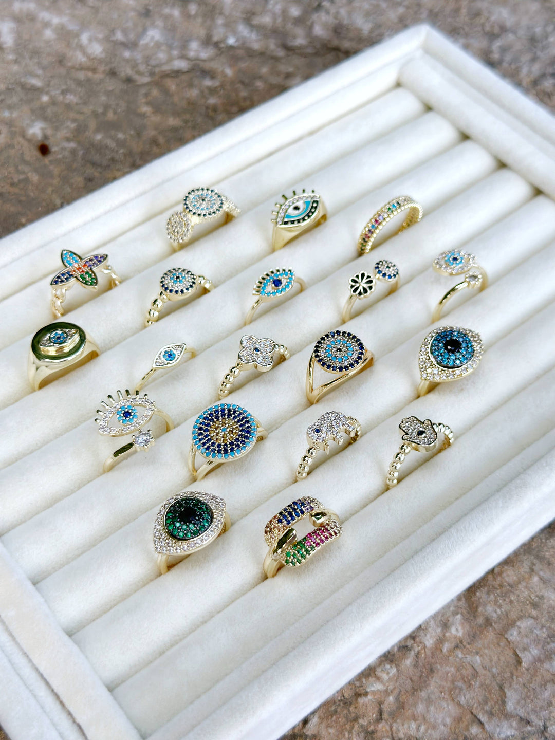 Stackable Gold Adjustable Evil Eye Ring for Her
