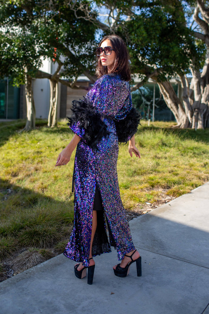 Marlene Wrap Dress in Black Amethyst