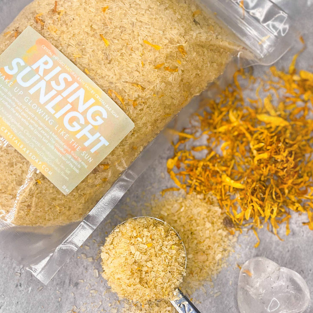 Rising Sunlight- Clear Quartz Crystal Infused Bath Salt with some of the natural ingredients