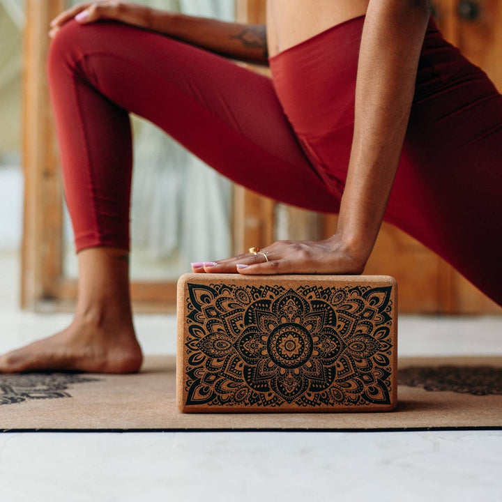 Cork Yoga Block Mandala Black