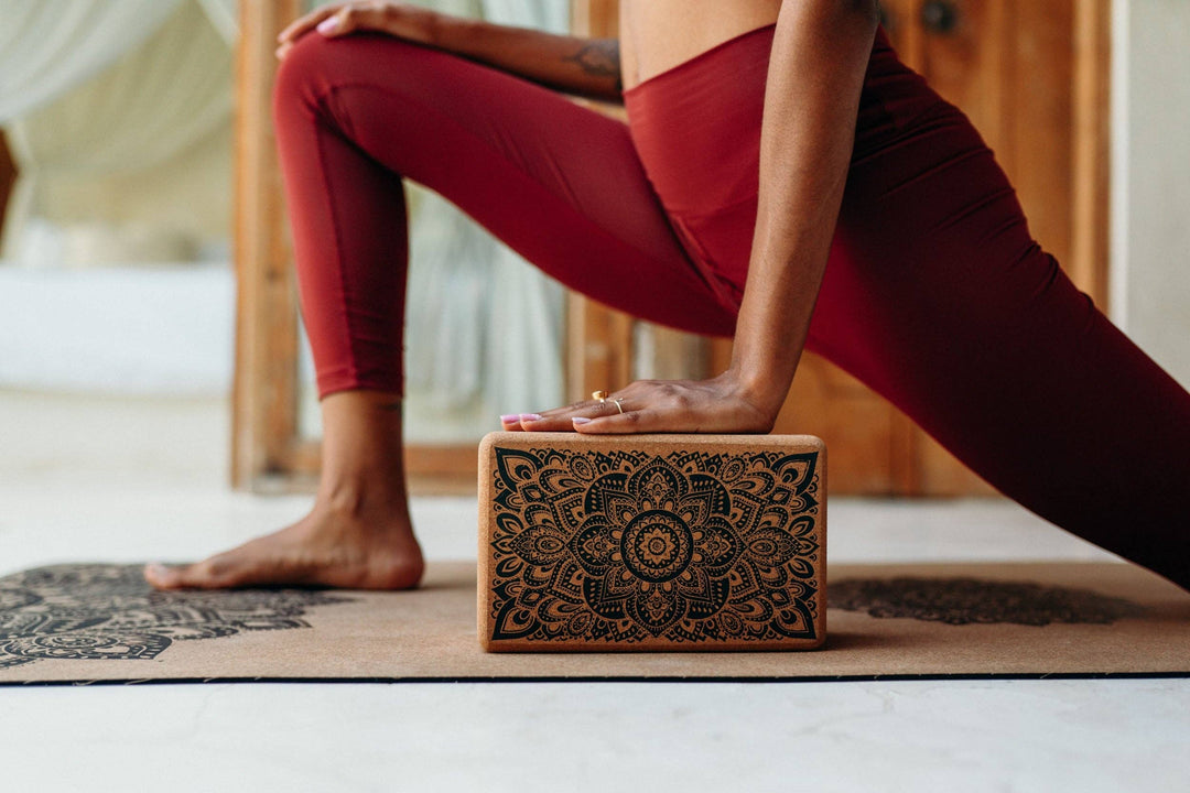 Cork Yoga Block Mandala Black