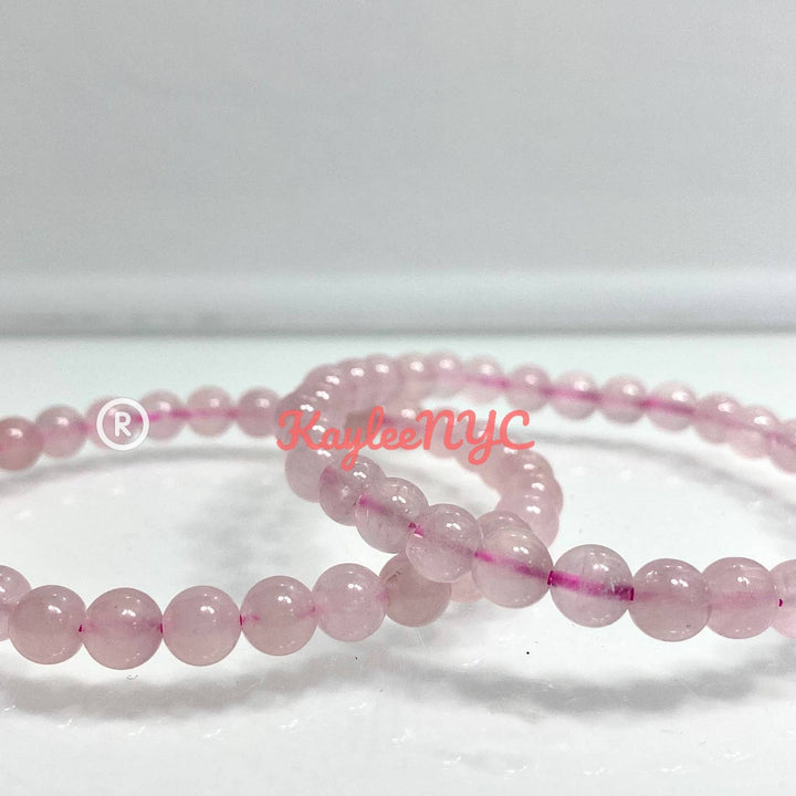 KayleeNYC Natural Rose Quartz 6mm 7.5” Crystal Healing Stretch Bracelet