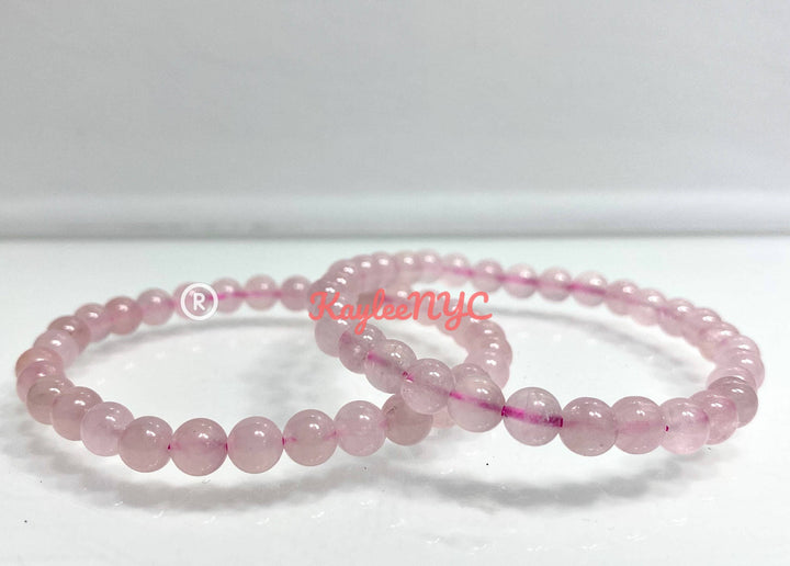 Natural Rose Quartz 6mm 7.5” Crystal Healing Stretch Bracele